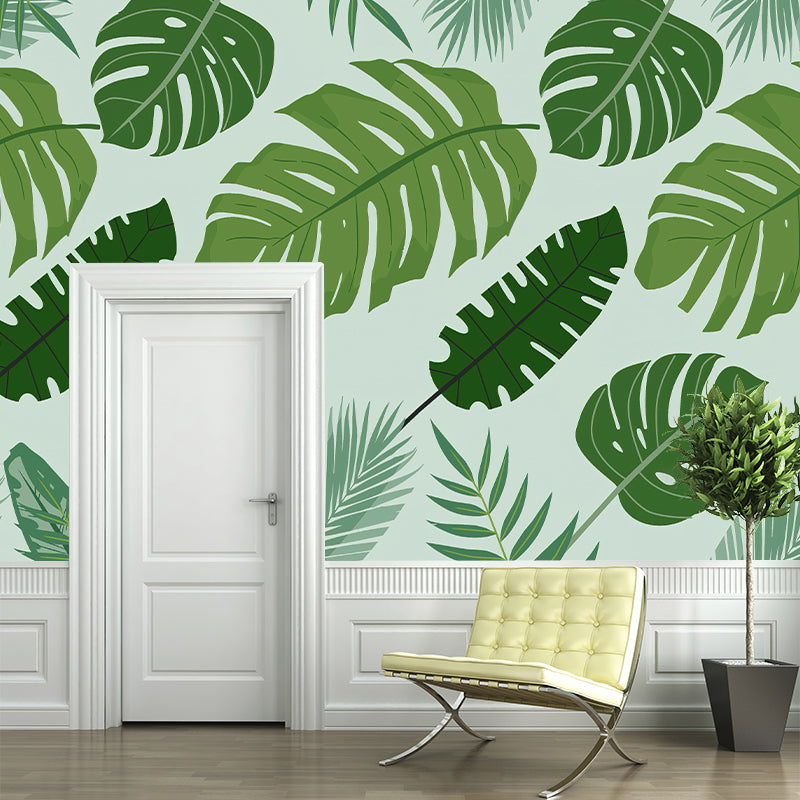 Tropical Botanical Wall Paper Mural Stain Resistant Pastel Wall Decor for Home