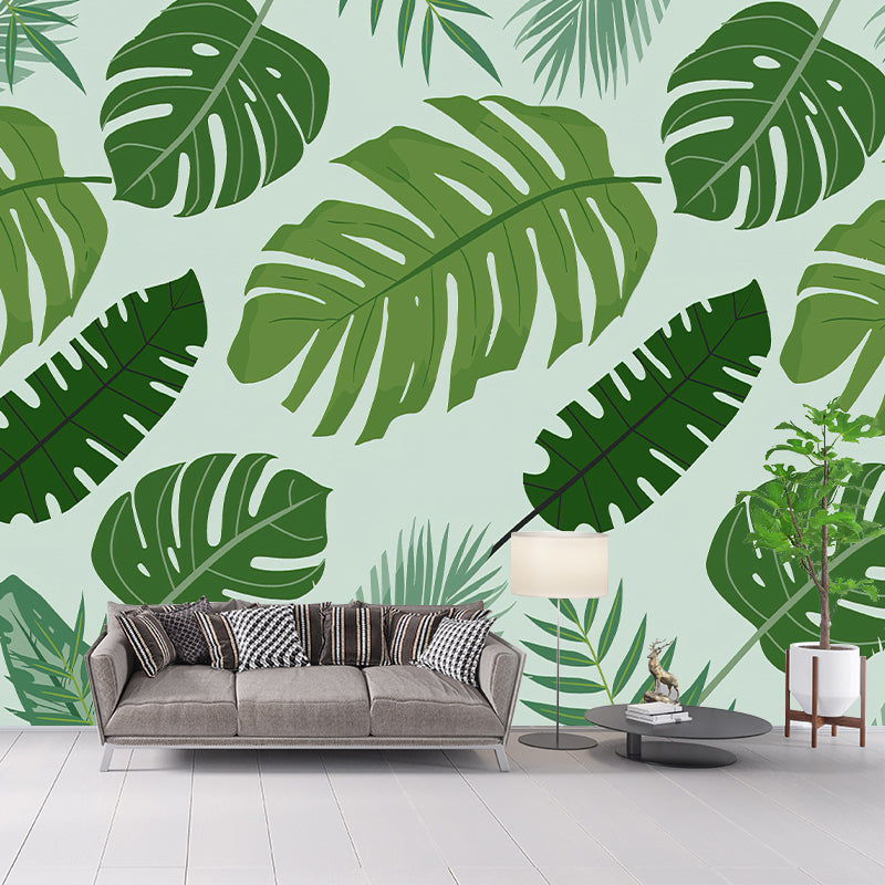 Tropical Botanical Wall Paper Mural Stain Resistant Pastel Wall Decor for Home