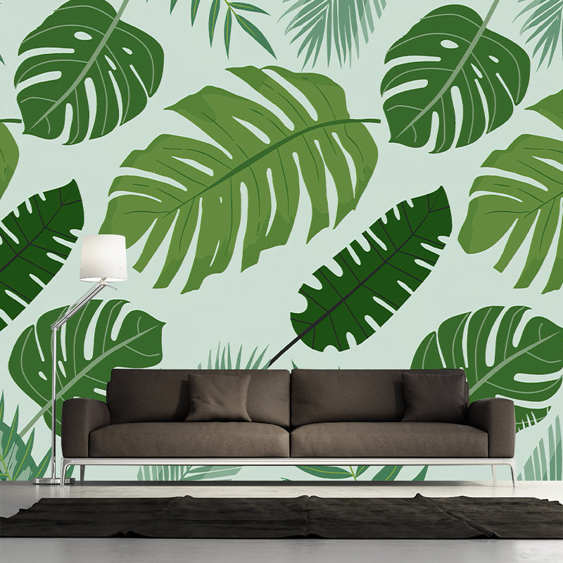 Tropical Botanical Wall Paper Mural Stain Resistant Pastel Wall Decor for Home