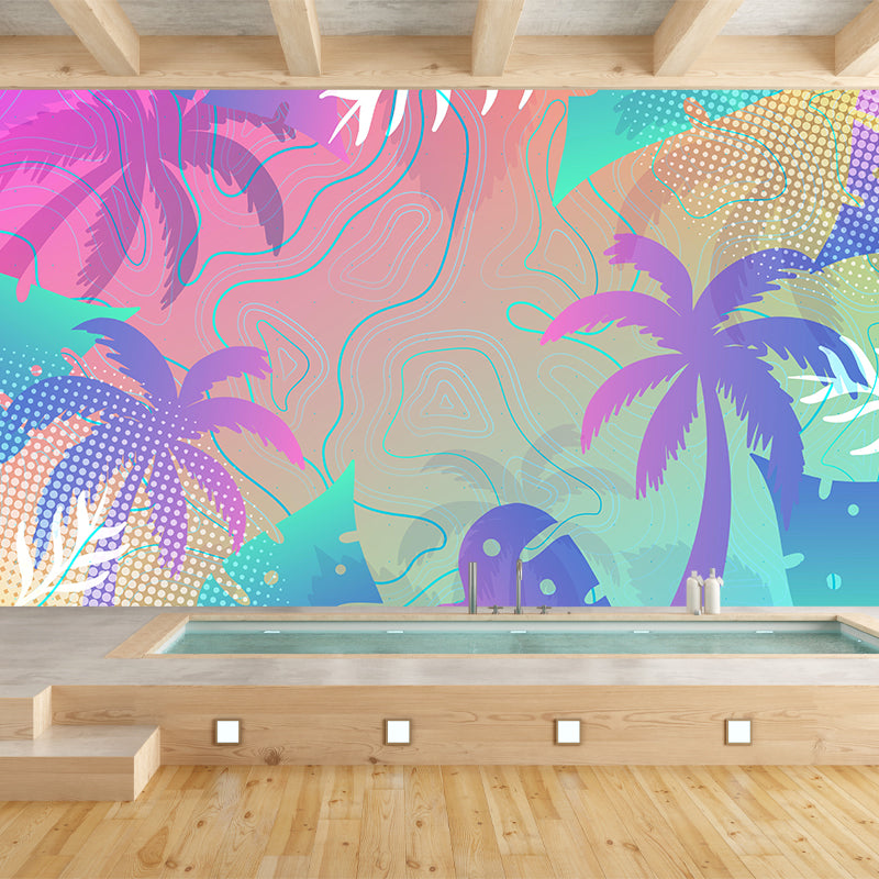 Tropical Botanical Wall Paper Mural Stain Resistant Pastel Wall Decor for Home