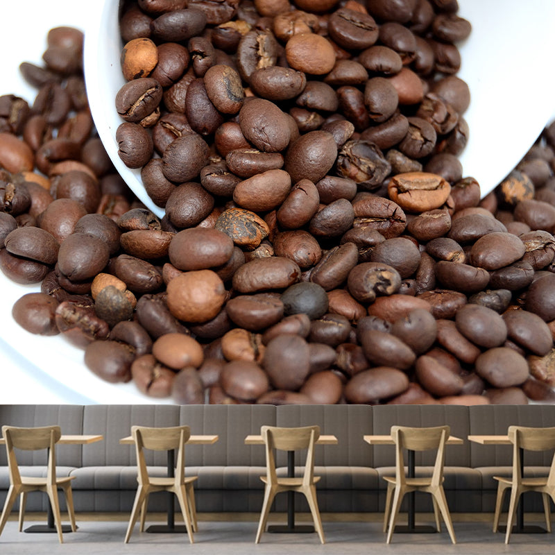 Modern Coffee Bean Mural Wallpaper Stain Resistant Wall Covering for Coffee Shop