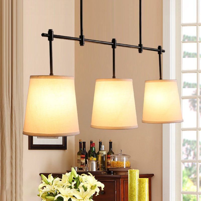Luz de 3 luces Luz de la isla de la isla tradicional iluminación colgante de tela dorada para el comedor