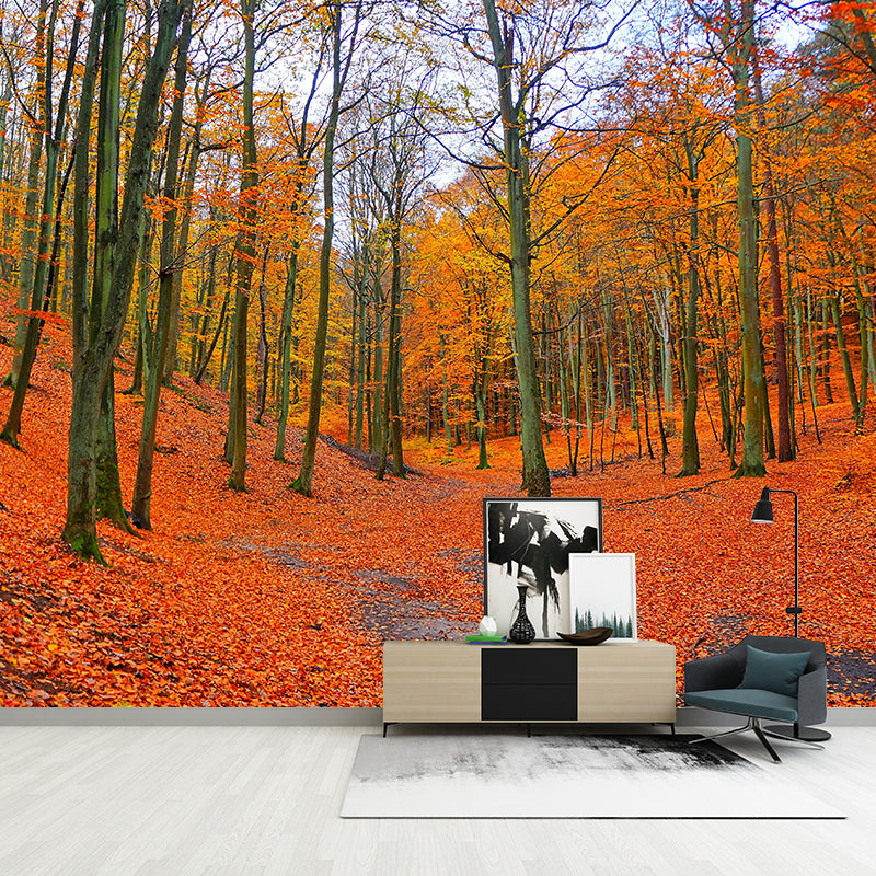 Peinture murale moderne de paysage de forêt brumeuse, couleur claire, décoration murale d'automne pour chambre à coucher