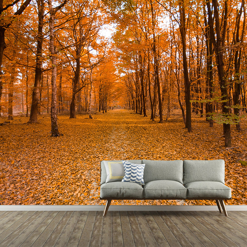 Peinture murale moderne de paysage de forêt brumeuse, couleur claire, décoration murale d'automne pour chambre à coucher