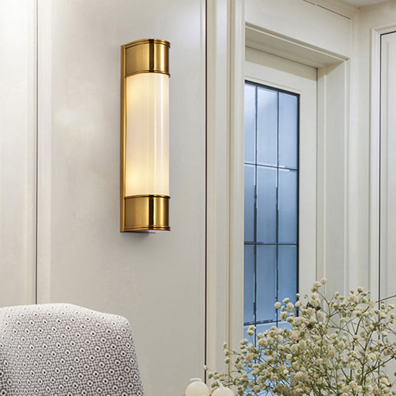 Opal Glass Tubular Wall Lighting Modernism 2 Heads Black/White/Gold Sconce Light Fixture for Bedroom