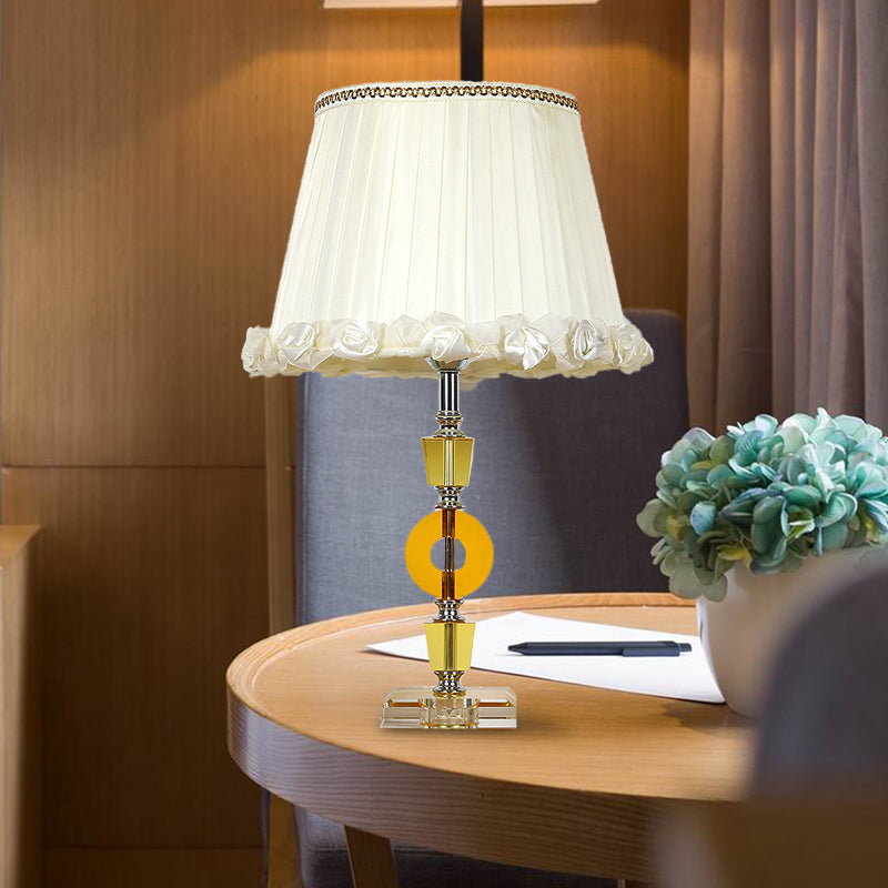 White Round Table Light Traditionalism Crystal Single Light Living Room Night Lamp