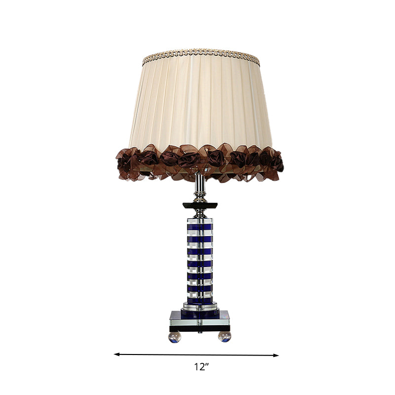 Crystal Beige Night Light Tower a forma di 1 Lampa da comodino in stile tradizionale Light per soggiorno