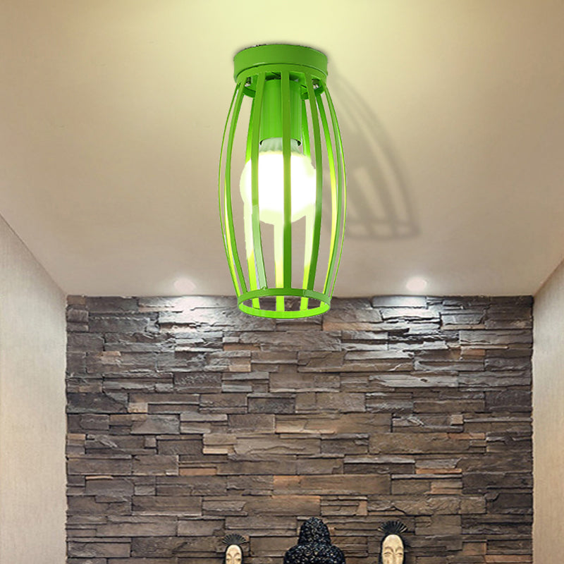 Plafonnier ovale en métal à 1 lumière, style nordique, noir/rose/jaune/bleu/vert/or, pour couloir