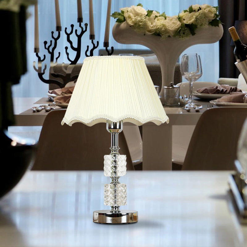Luz de noche cilíndrica de cristal transparente Minimalismo 1 luz Lámpara de mesita de noche para sala de estar en blanco