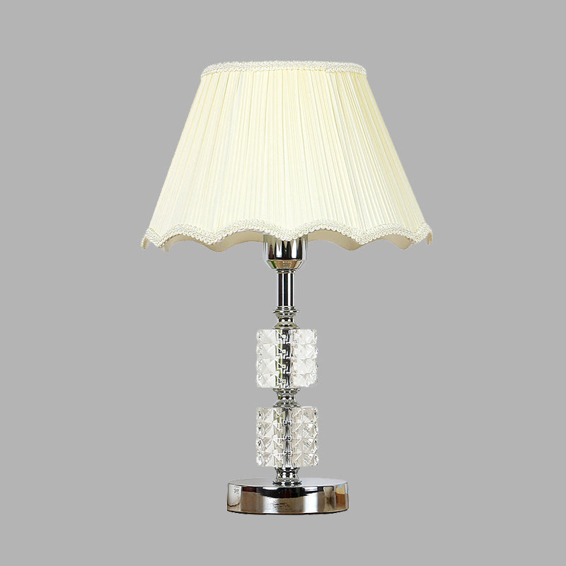 Lampada da comodino da soggiorno minimalista a 1 luce con cilindro in cristallo trasparente in bianco