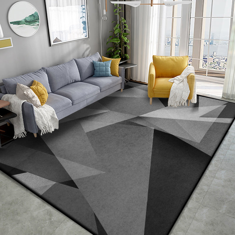 Multicolor Living Room Carpet Comfort Triangle Lines Area Rug Polyester with Non-Slip Backing Rug