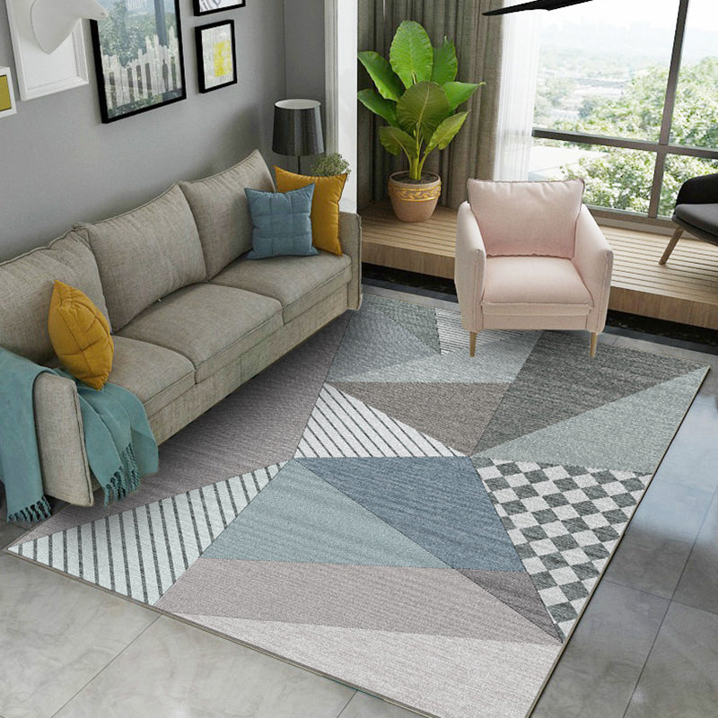 Light Color Modern Rug Polyester Carpet Geometric Lines Indoor Rug Non-Slip Backing for Living Room