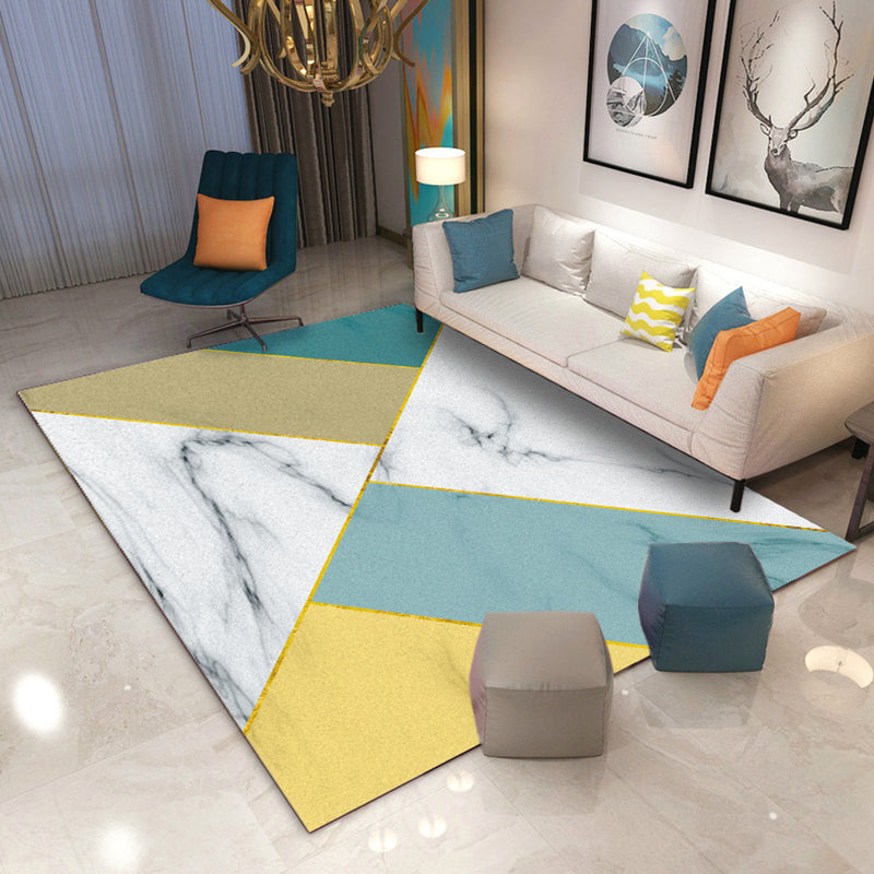 Light Color Modern Rug Polyester Carpet Geometric Lines Indoor Rug Non-Slip Backing for Living Room