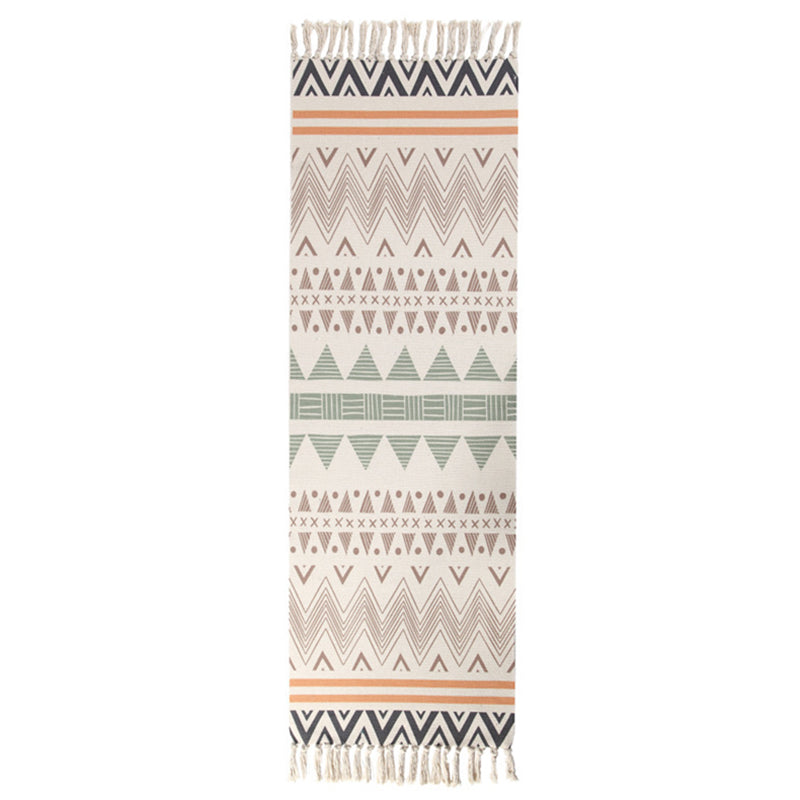 Nostalgia Boho-Chic Rug Cotton Blend Carpet with Fringe Easy Care Washable Rug for Home Decor