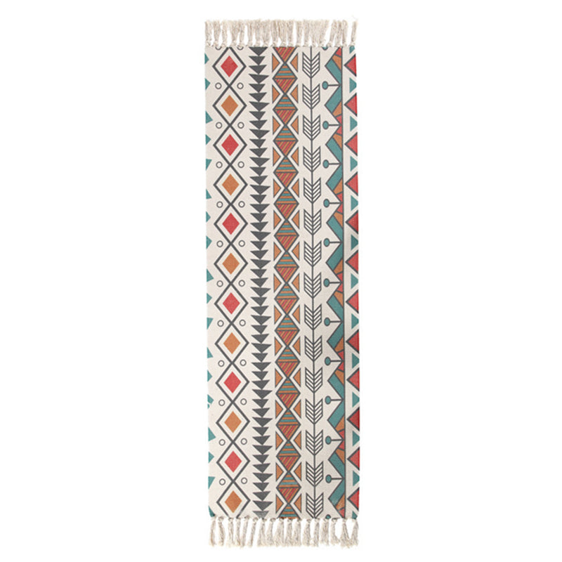 Nostalgia Boho-Chic Rug Cotton Blend Carpet with Fringe Easy Care Washable Rug for Home Decor