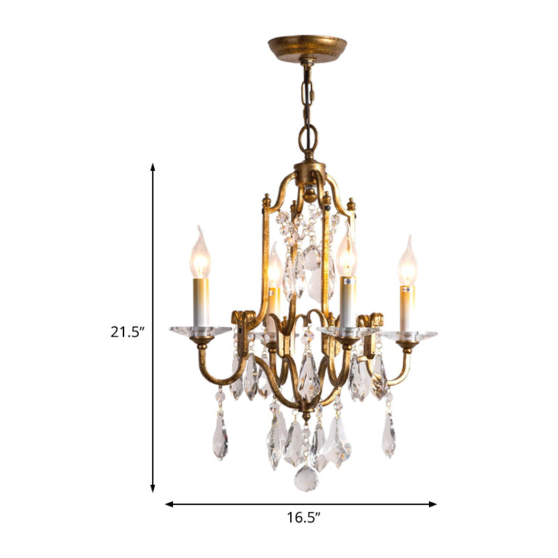 Crystal Antique Brass Chandelier Candlestick 4/6/9 Lichten Traditional Style Suspension Pendant Light