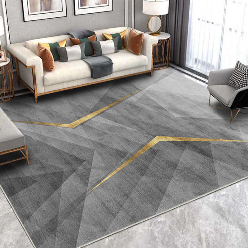 Grey Tone Nordic Indoor Rug Polyester Triangle Print Carpet Non-Slip Backing Rug for Living Room