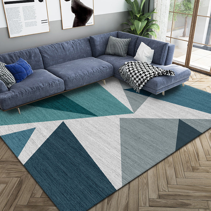 Multicolor Modern Indoor Rug Polyester Triangle Print Carpet Non-Slip Backing Rug for Living Room
