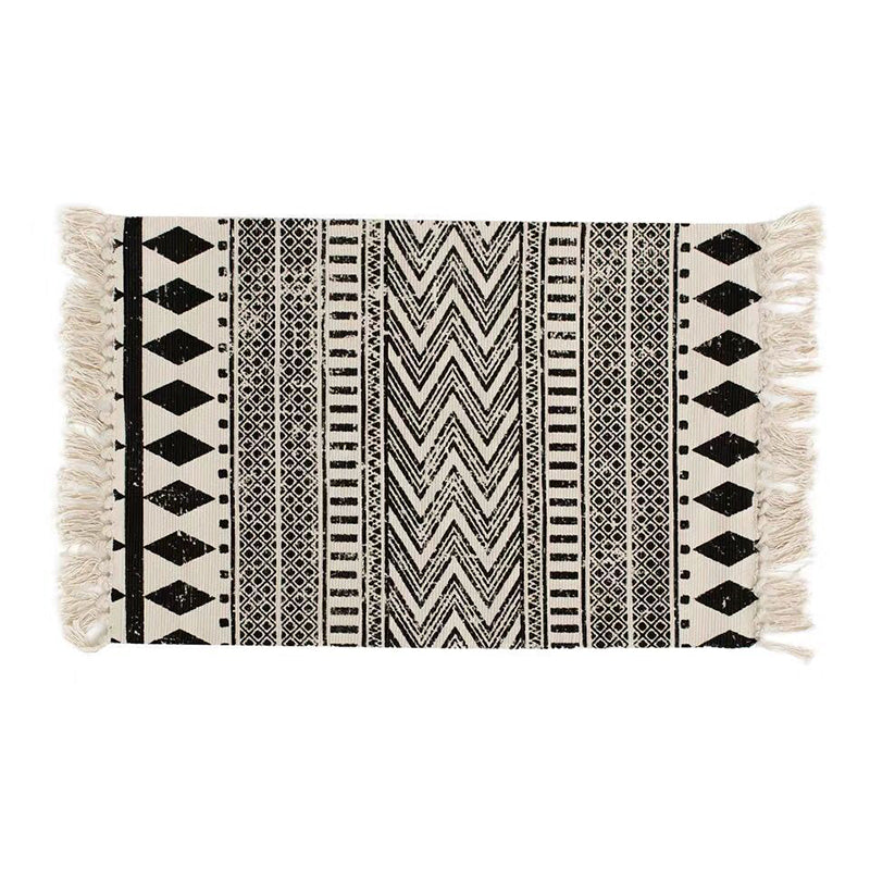 Classic Americana Print Rug Vintage Area Carpet with Fringe Cotton Blend Carpet for Living Room