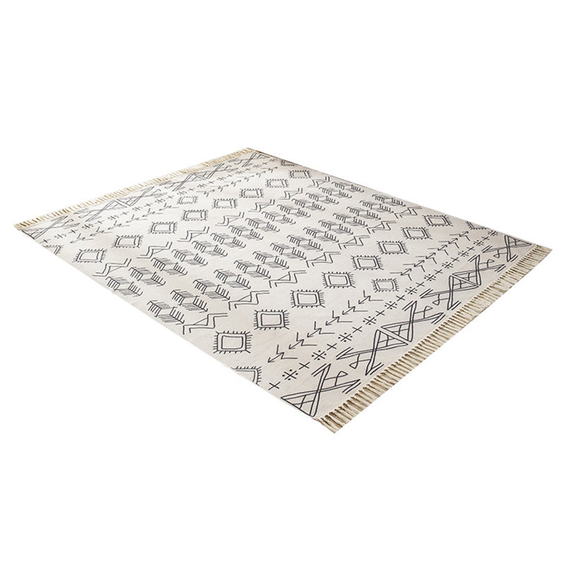 Mehrfarbiger Boho -Bereich Teppich mit Fringe Americana Print Teppich -Baumwoll -Mischteppich für die Heimdekoration
