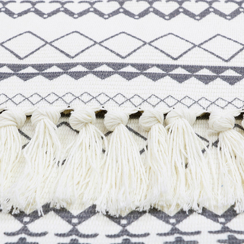 Simple Native American Rug Traditional Cotton Blend Carpet Washable Rug with Fringe for Bedroom
