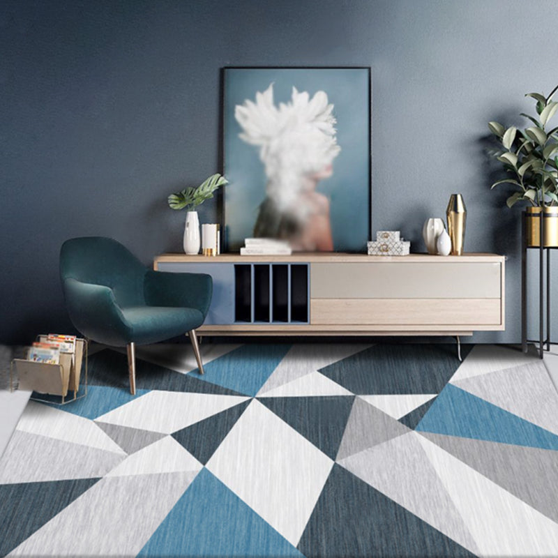 Multicolor Living Room Carpet Trendy Triangle Splicing Area Rug Polyester with Stain Resistant Rug