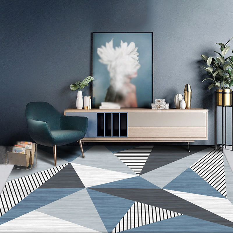 Multicolor Living Room Carpet Trendy Triangle Splicing Area Rug Polyester with Stain Resistant Rug