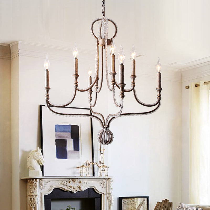 8 Lichter Candelabra Kronleuchter Leuchte MINIMALISMIMALISMIMALISCHER SILFER Kristallanhänger