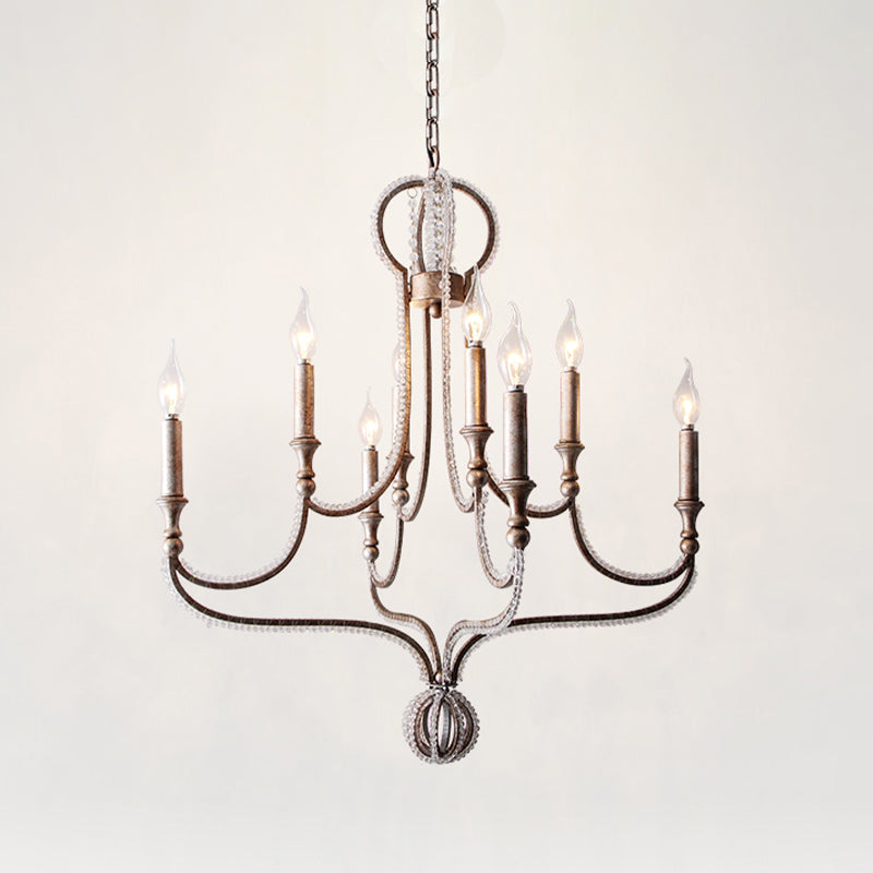 8 Lichter Candelabra Kronleuchter Leuchte MINIMALISMIMALISMIMALISCHER SILFER Kristallanhänger