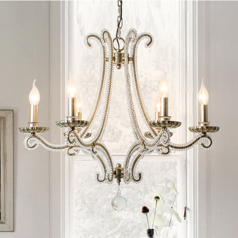 Candlestick Crystal Chandelier Lighting Simple 3/6/8 Lights Living Room Hanging Pendant Light in Silver