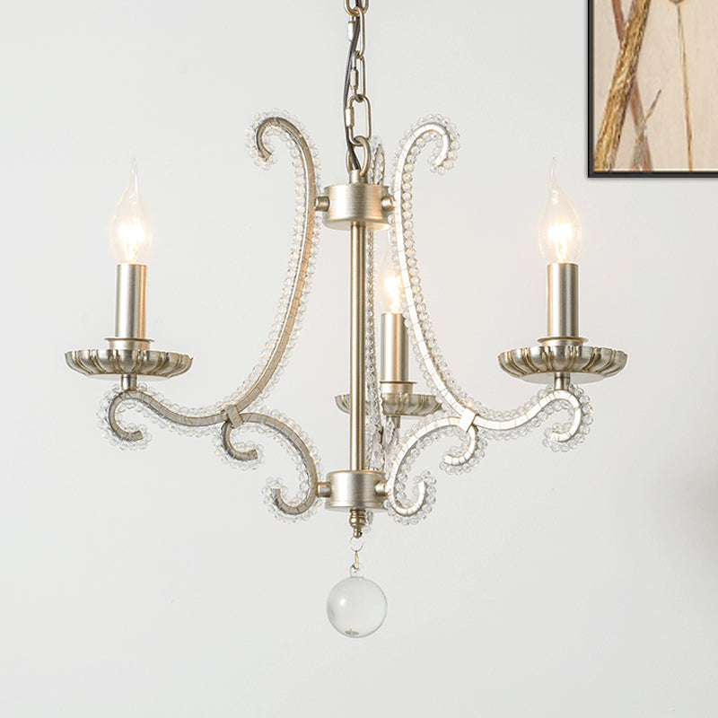 Candlestick Crystal Chandelier Lighting Simple 3/6/8 Lights Living Room Hanging Pendant Light in Silver