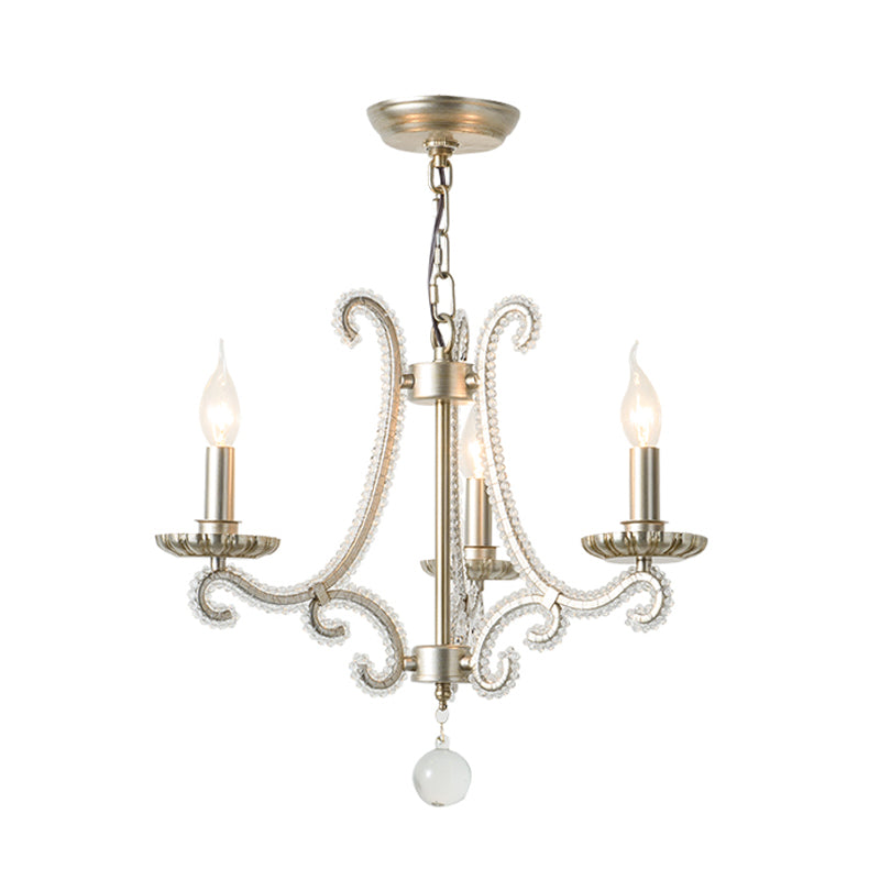 Candlestick Crystal Chandelier Lighting Simple 3/6/8 Lights Living Room Hanging Pendant Light in Silver