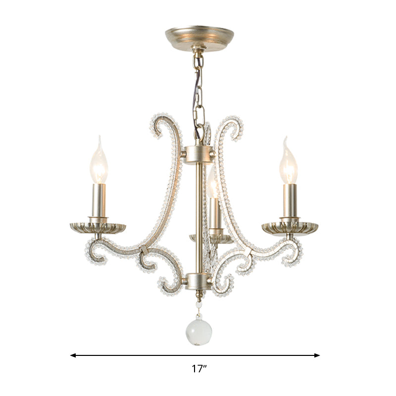 Candlestick Crystal Chandelier Lighting Simple 3/6/8 Lights Living Room Hanging Pendant Light in Silver