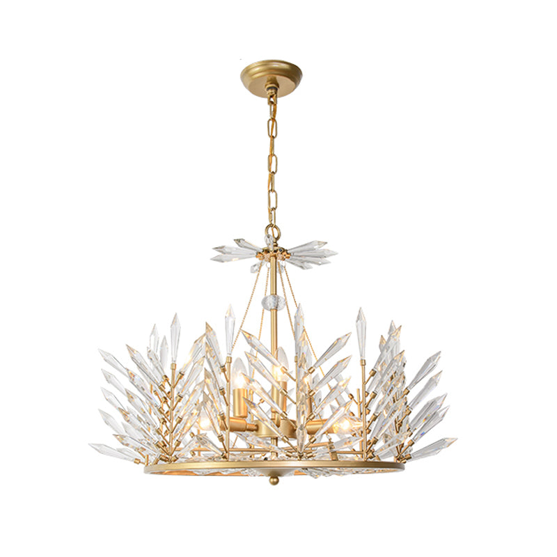 Circulaire Crystal Chandelier Pendant Light Rustique 6/8 Lumières Lampe de suspension de chambre en or