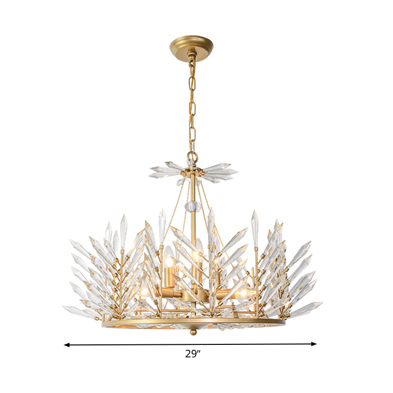 Circulaire Crystal Chandelier Pendant Light Rustique 6/8 Lumières Lampe de suspension de chambre en or