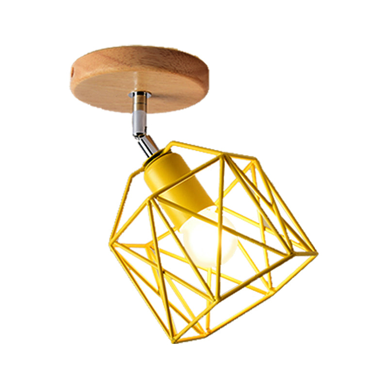 Lámpara de techo hexagonal gris/blanco/rosa/amarillo/azul/verde, lámpara de techo modernista de Metal de 1 cabezal, montaje semiempotrado para dormitorio