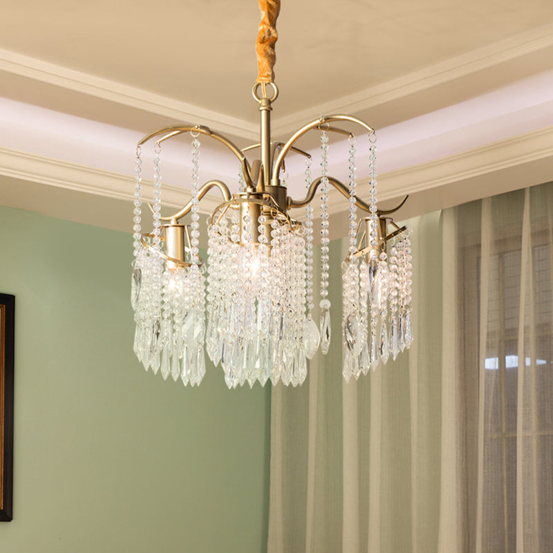 GOLD 4/7/9 LUMIÈRES LICNEUR DE LICHE DE CHANDELER LAMPE SUSPENSION ROUNDE CRISTALIQUE SIMPLE POUR LE SOIR