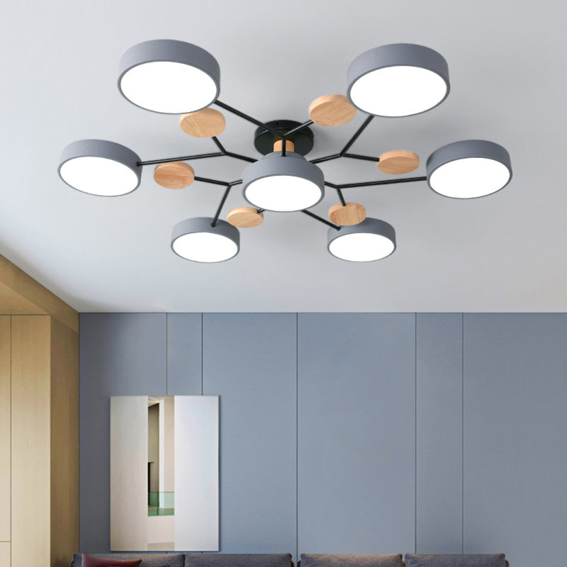 Lampe LED Macaron ronde multicolore avec abat-jour en acrylique pour salon