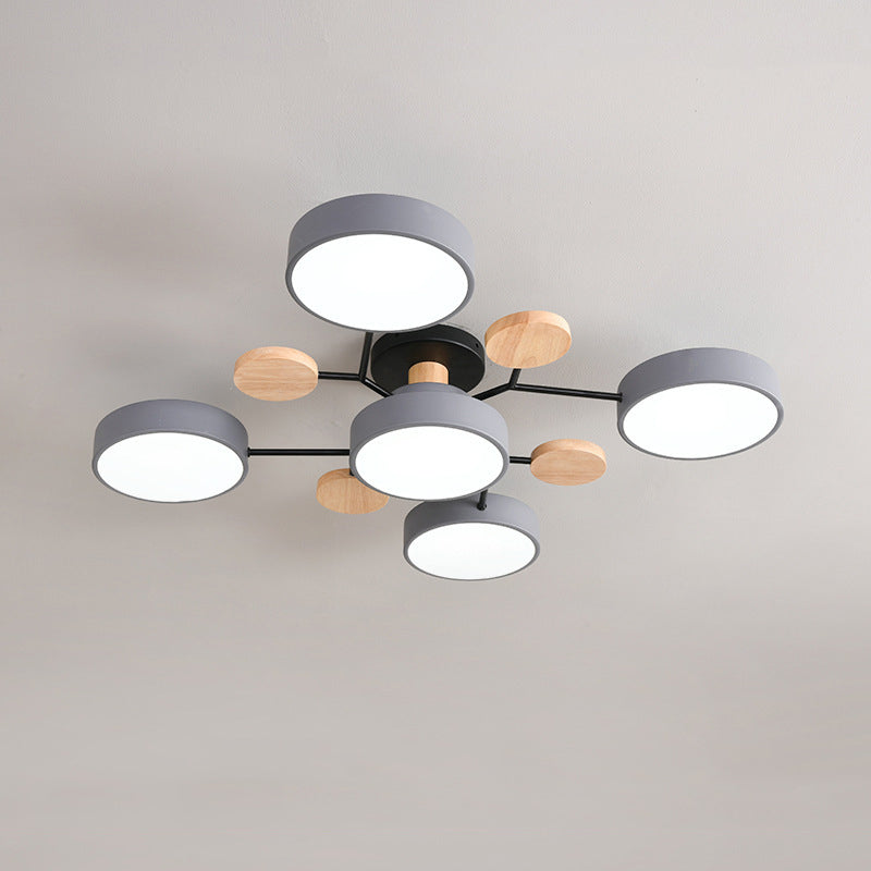 Lampe LED Macaron ronde multicolore avec abat-jour en acrylique pour salon