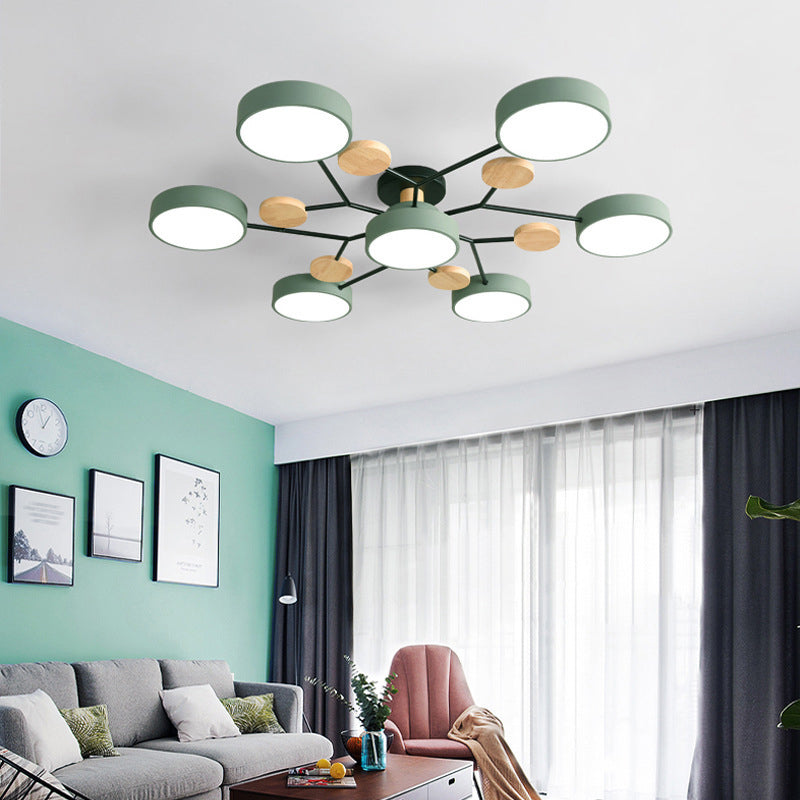 Lampe LED Macaron ronde multicolore avec abat-jour en acrylique pour salon