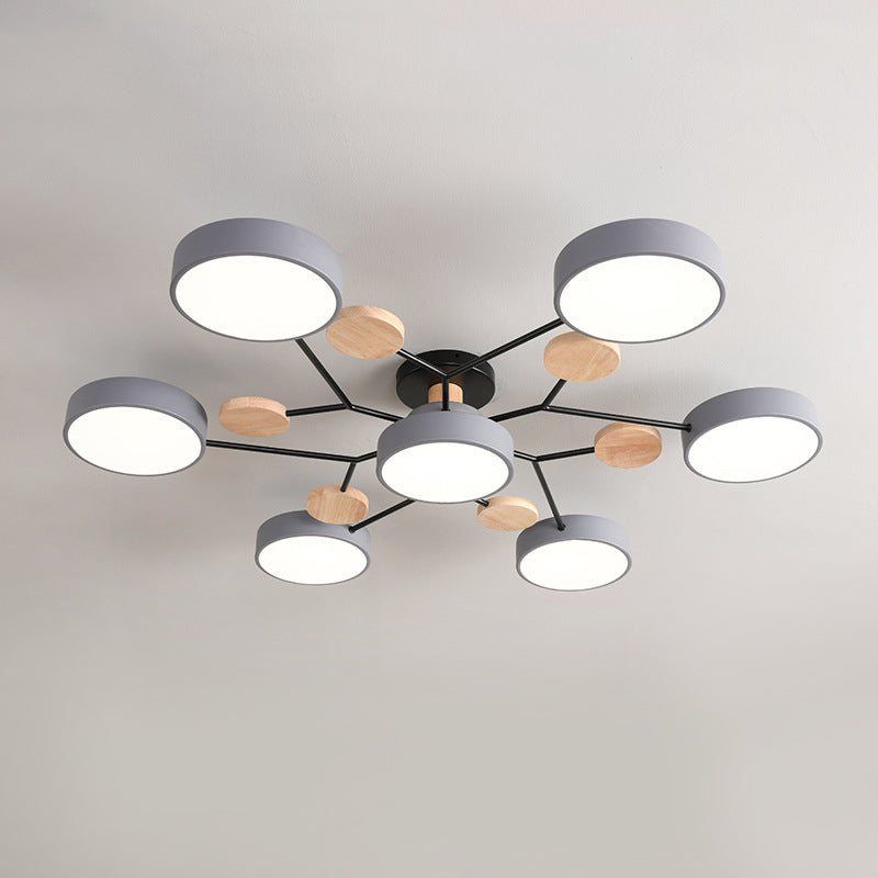 Lampe LED Macaron ronde multicolore avec abat-jour en acrylique pour salon