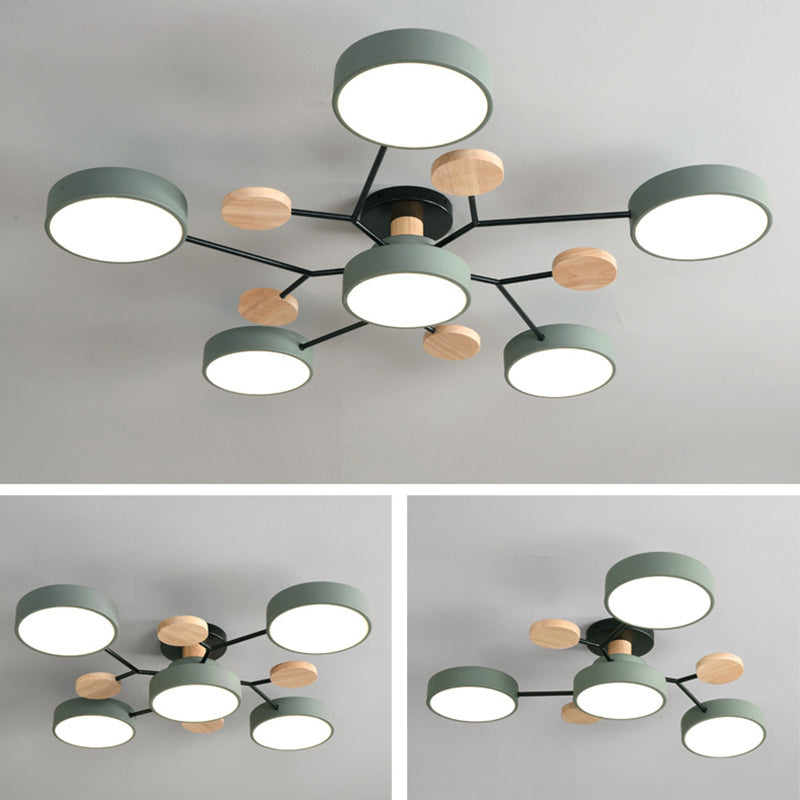 Lampe LED Macaron ronde multicolore avec abat-jour en acrylique pour salon