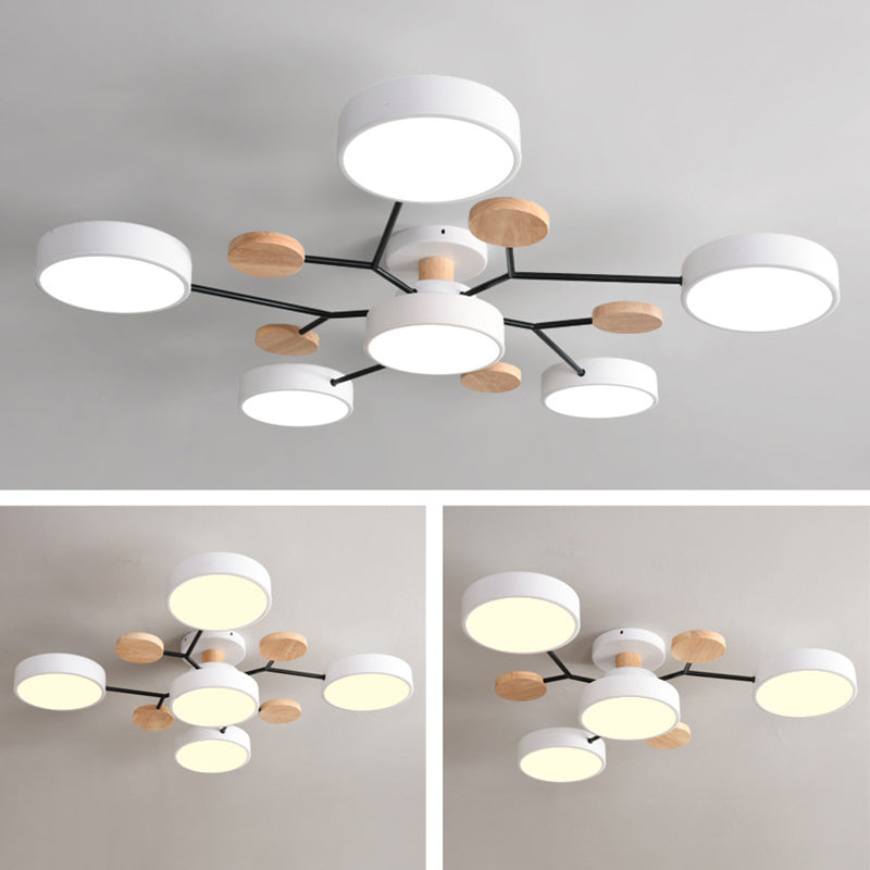 Lampe LED Macaron ronde multicolore avec abat-jour en acrylique pour salon