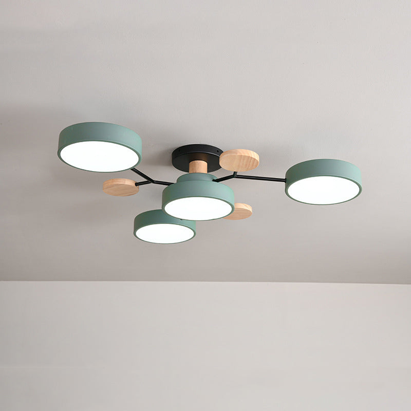 Lampe LED Macaron ronde multicolore avec abat-jour en acrylique pour salon