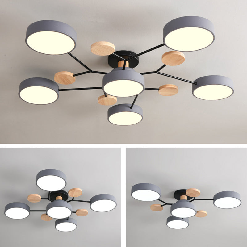 Lampe LED Macaron ronde multicolore avec abat-jour en acrylique pour salon