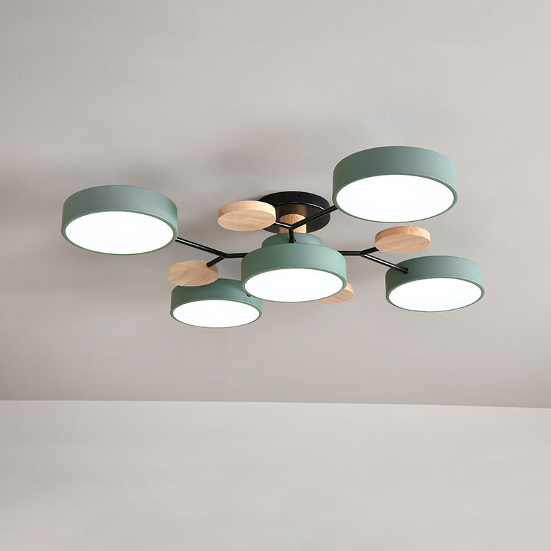 Lampe LED Macaron ronde multicolore avec abat-jour en acrylique pour salon