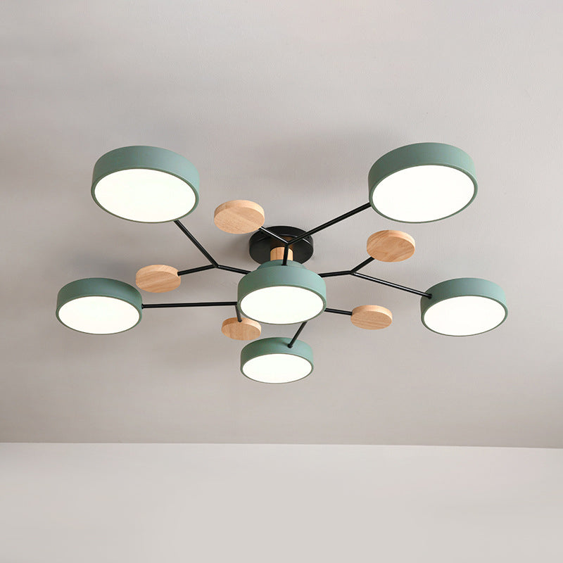 Lampe LED Macaron ronde multicolore avec abat-jour en acrylique pour salon