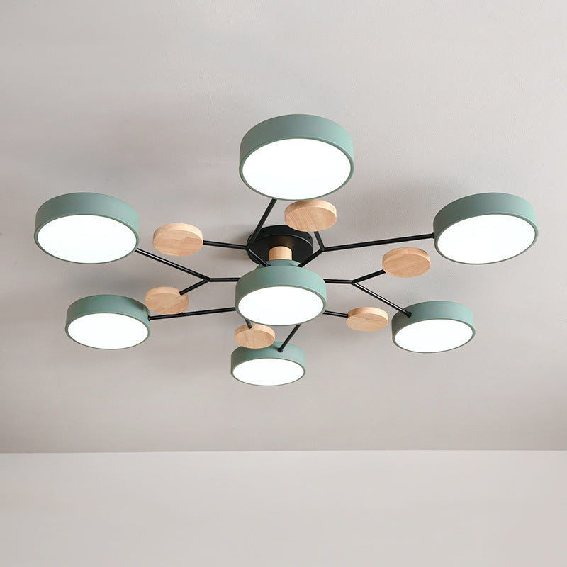 Lampe LED Macaron ronde multicolore avec abat-jour en acrylique pour salon