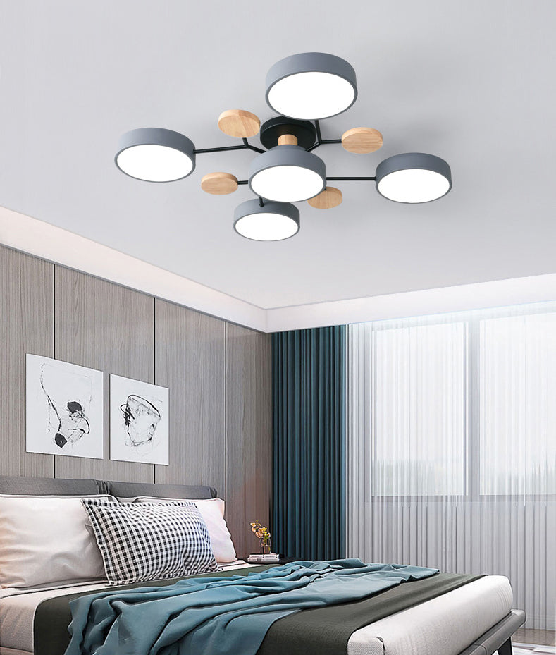 Lampe LED Macaron ronde multicolore avec abat-jour en acrylique pour salon