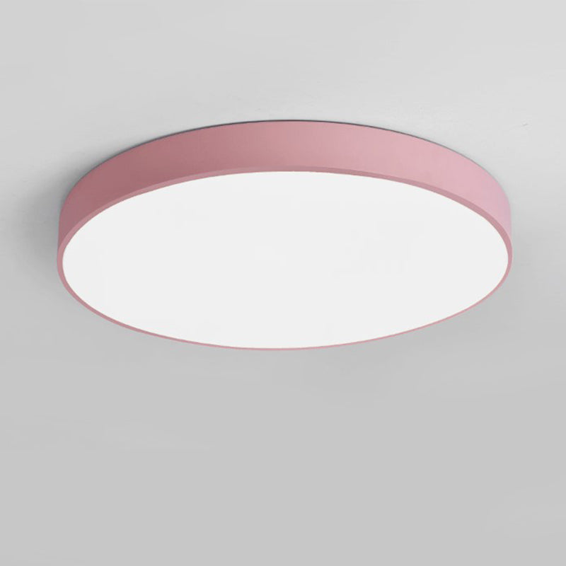 Macaron Round Flush Mount Ceiling Light Fixture with White Acrylic Shade